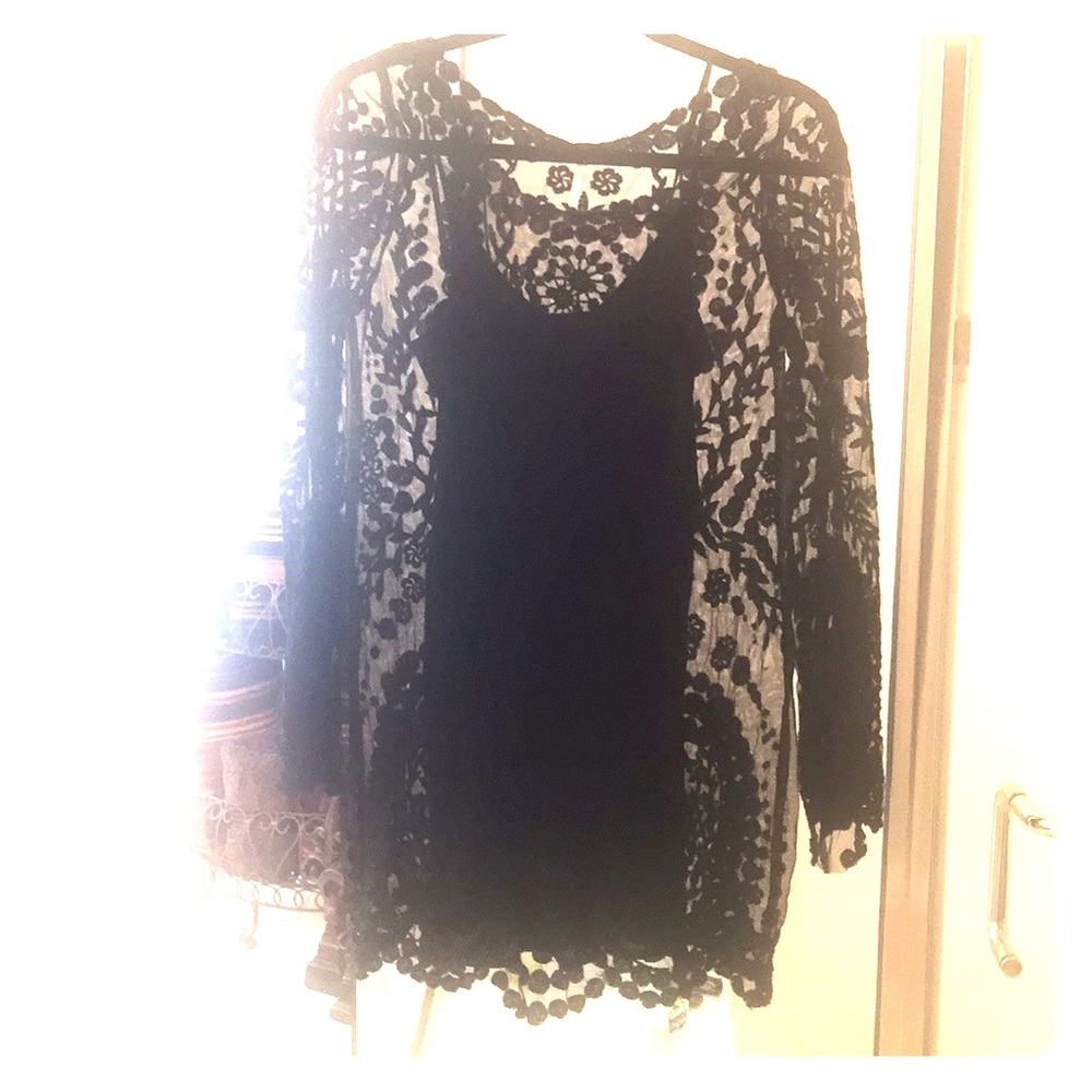 Black sheer embroidered dress
